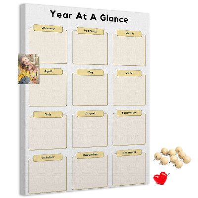 Tablón de corcho Calendario anual para la planificación de eventos