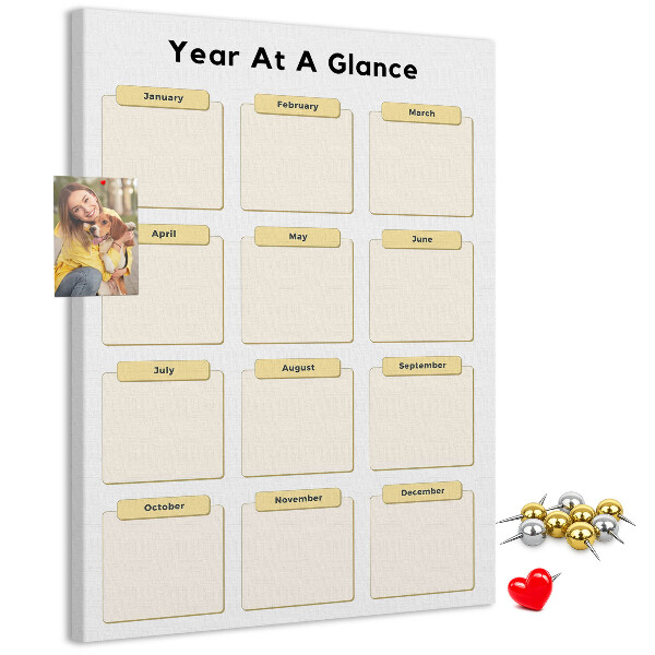 Tablón de corcho Calendario anual para la planificación de eventos