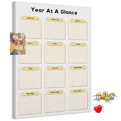 Tablón de corcho Calendario anual para la planificación de eventos