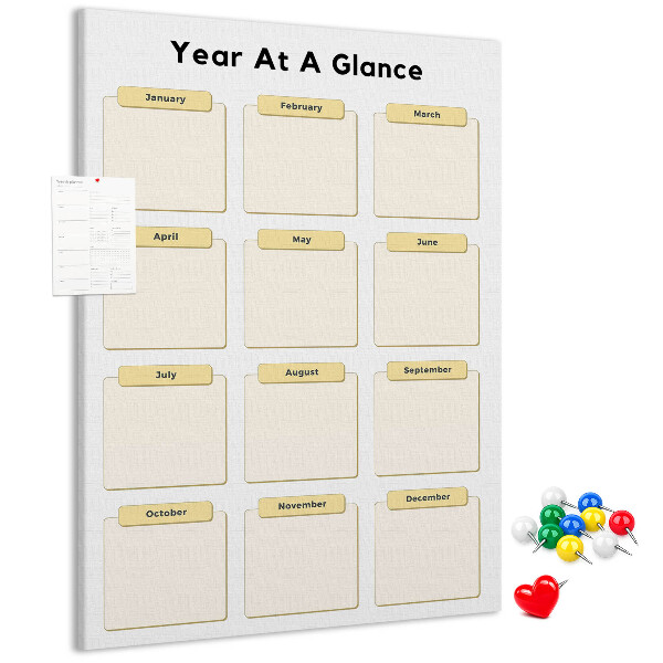 Tablón de corcho Calendario anual para la planificación de eventos