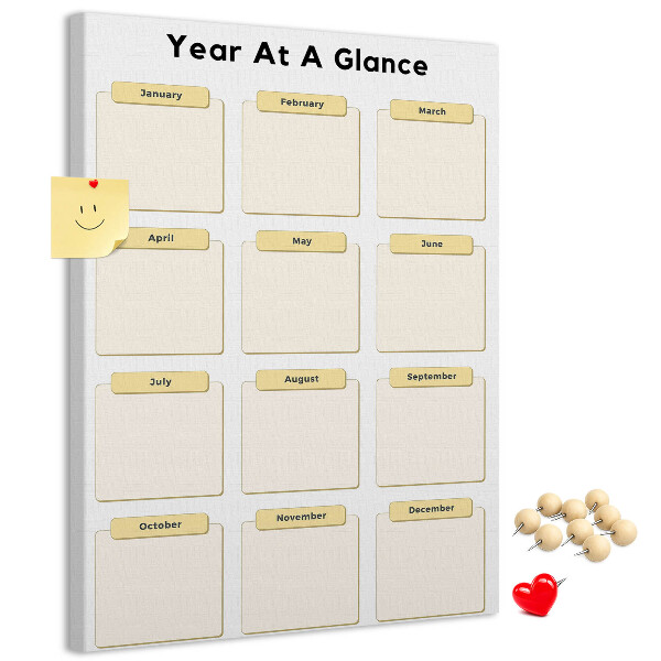 Tablón de corcho Calendario anual para la planificación de eventos