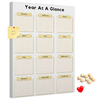 Tablón de corcho Calendario anual para la planificación de eventos