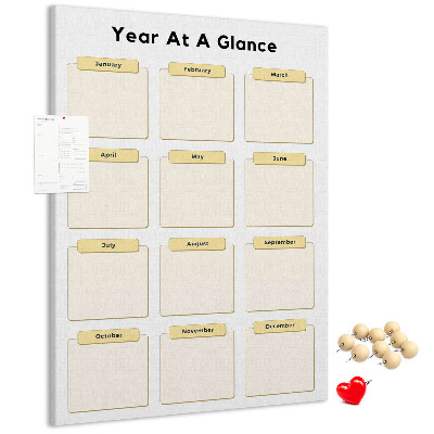 Tablón de corcho Calendario anual para la planificación de eventos