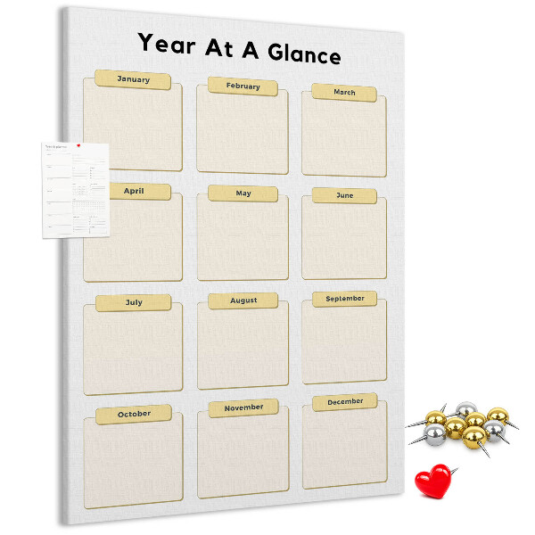 Tablón de corcho Calendario anual para la planificación de eventos