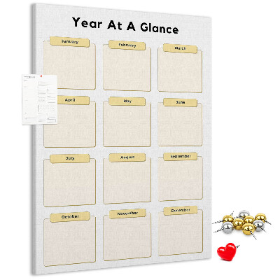 Tablón de corcho Calendario anual para la planificación de eventos