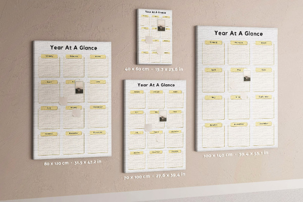 Tablón de corcho Calendario anual para la planificación de eventos