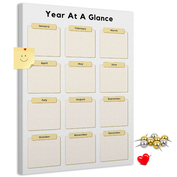 Tablón de corcho Calendario anual para la planificación de eventos