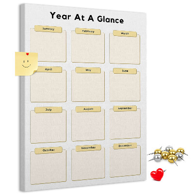 Tablón de corcho Calendario anual para la planificación de eventos
