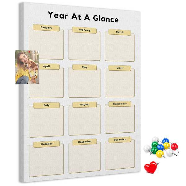 Tablón de corcho Calendario anual para la planificación de eventos
