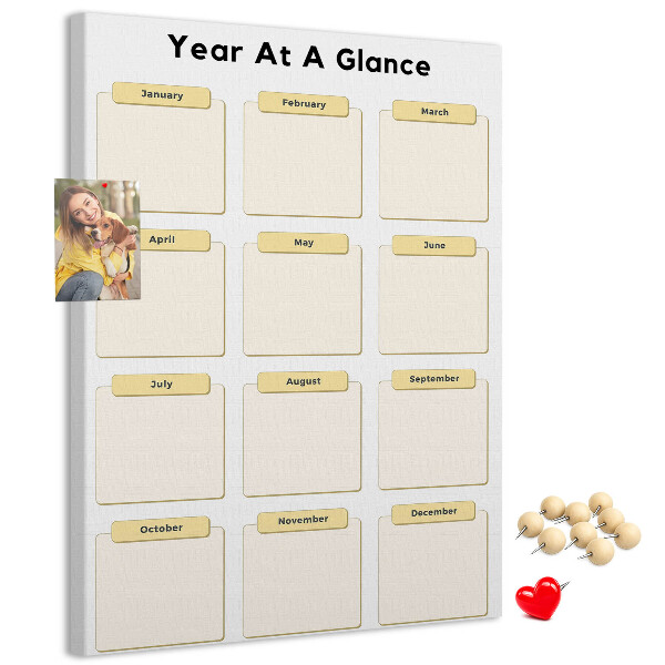 Tablón de corcho Calendario anual para la planificación de eventos