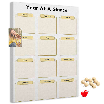 Tablón de corcho Calendario anual para la planificación de eventos
