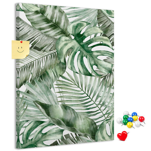 Tablero de corcho Hojas tropicales en tonos verdes