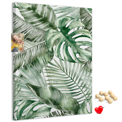 Tablero de corcho Hojas tropicales en tonos verdes