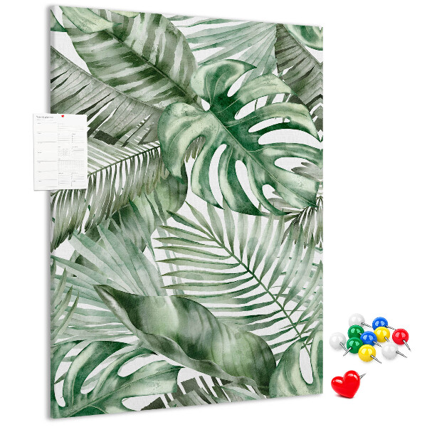 Tablero de corcho Hojas tropicales en tonos verdes