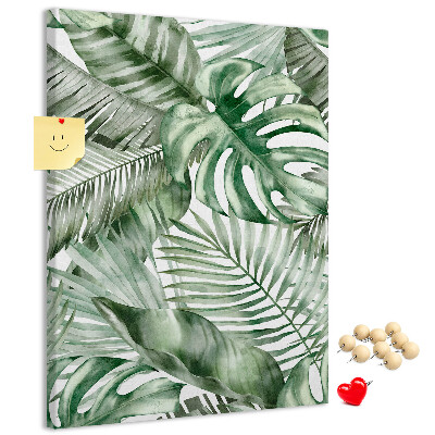 Tablero de corcho Hojas tropicales en tonos verdes