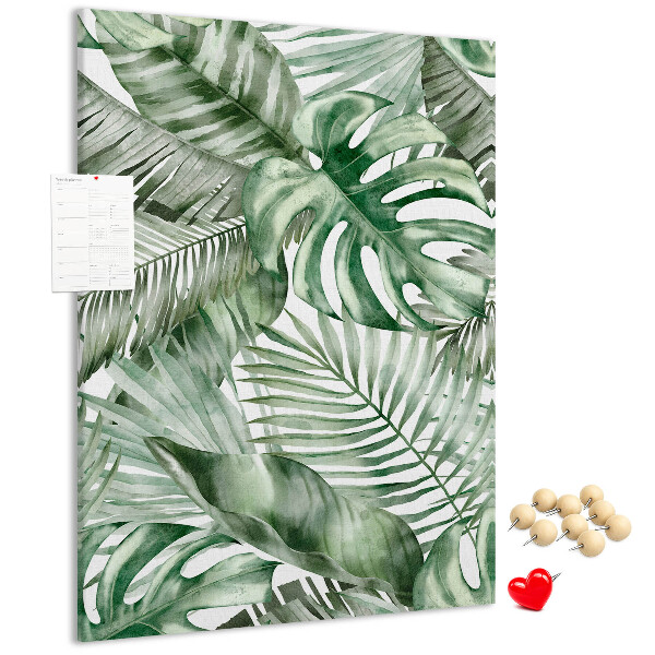 Tablero de corcho Hojas tropicales en tonos verdes