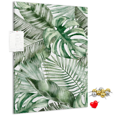 Tablero de corcho Hojas tropicales en tonos verdes
