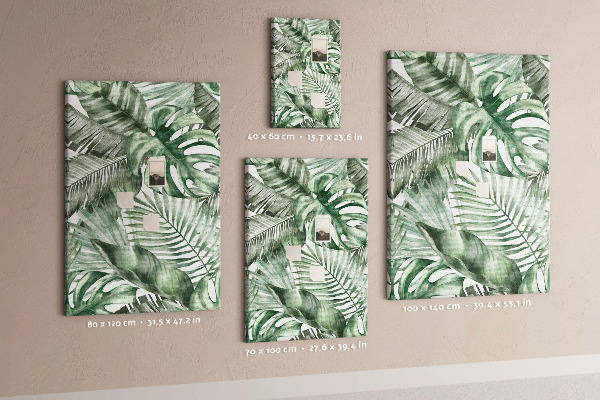 Tablero de corcho Hojas tropicales en tonos verdes