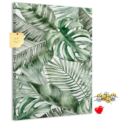 Tablero de corcho Hojas tropicales en tonos verdes