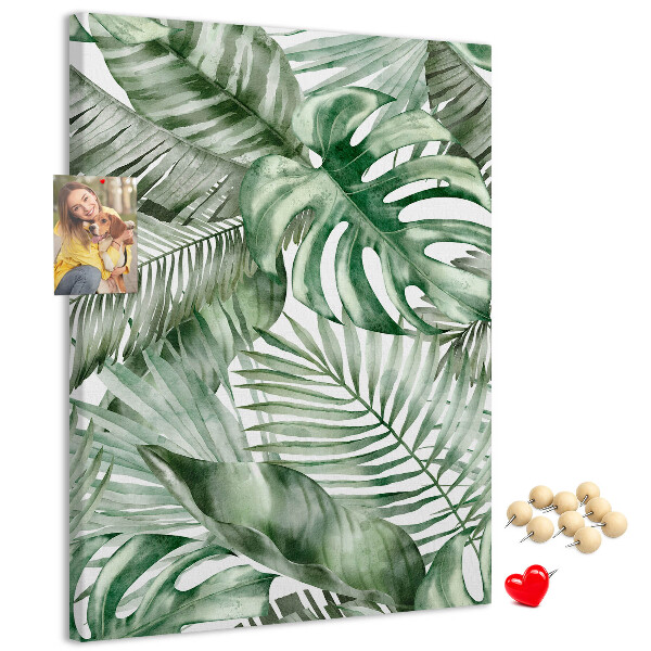 Tablero de corcho Hojas tropicales en tonos verdes