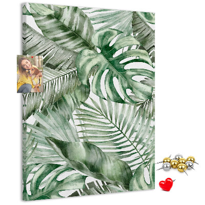 Tablero de corcho Hojas tropicales en tonos verdes