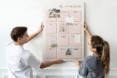 Decoración pizarra de corcho Calendario de cumpleaños con espacio para notas