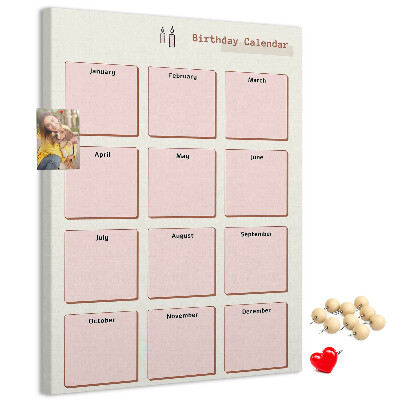 Decoración pizarra de corcho Calendario de cumpleaños con espacio para notas