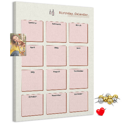Decoración pizarra de corcho Calendario de cumpleaños con espacio para notas