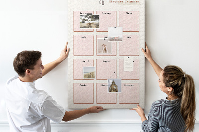 Decoración pizarra de corcho Calendario de cumpleaños con espacio para notas