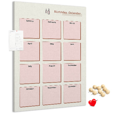 Decoración pizarra de corcho Calendario de cumpleaños con espacio para notas