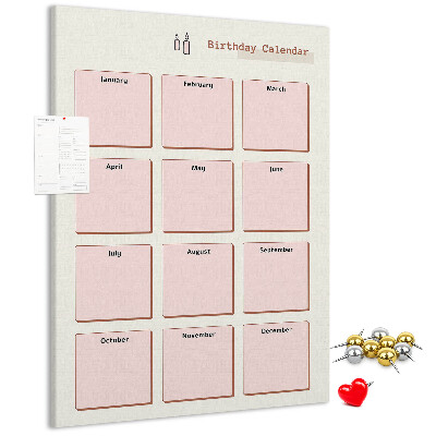 Decoración pizarra de corcho Calendario de cumpleaños con espacio para notas