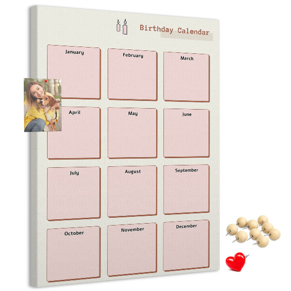 Decoración pizarra de corcho Calendario de cumpleaños con espacio para notas