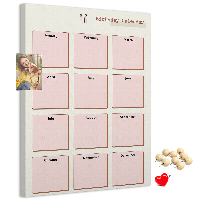 Decoración pizarra de corcho Calendario de cumpleaños con espacio para notas