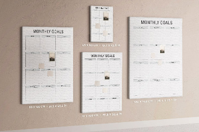 Tablero de corcho Planificar los objetivos mensuales en el calendario.