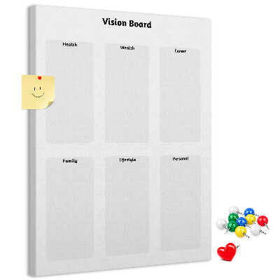 Tablero de corcho para pared Tablero de visión con secciones en blanco