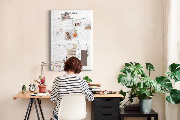 Tablero de corcho para pared Tablero de visión con secciones en blanco
