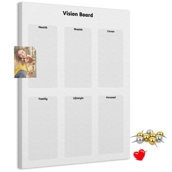 Tablero de corcho para pared Tablero de visión con secciones en blanco