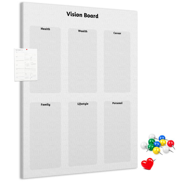 Tablero de corcho para pared Tablero de visión con secciones en blanco