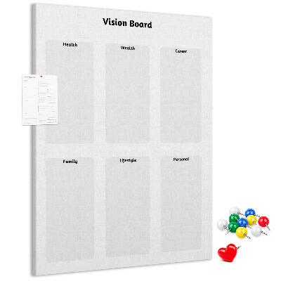 Tablero de corcho para pared Tablero de visión con secciones en blanco