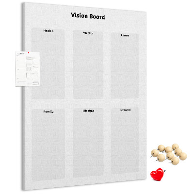 Tablero de corcho para pared Tablero de visión con secciones en blanco