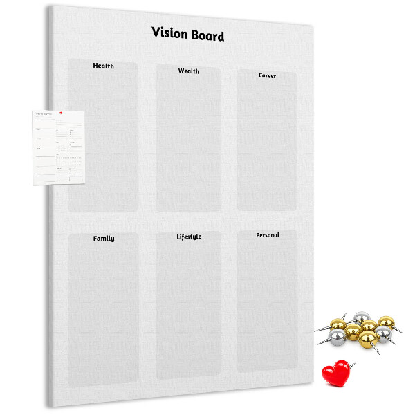 Tablero de corcho para pared Tablero de visión con secciones en blanco