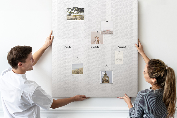 Tablero de corcho para pared Tablero de visión con secciones en blanco