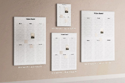 Tablero de corcho para pared Tablero de visión con secciones en blanco