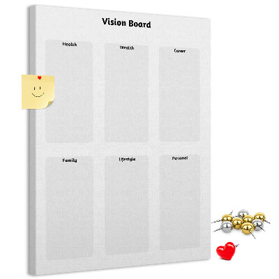 Tablero de corcho para pared Tablero de visión con secciones en blanco