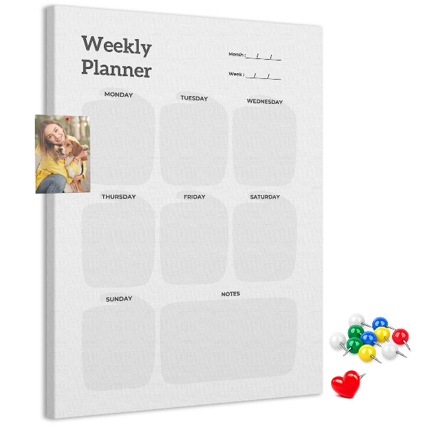 Tablón de corcho Planificador semanal con campos vacíos