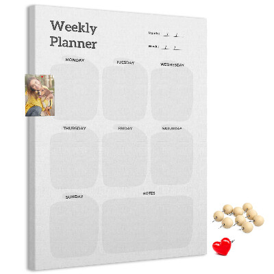 Tablón de corcho Planificador semanal con campos vacíos