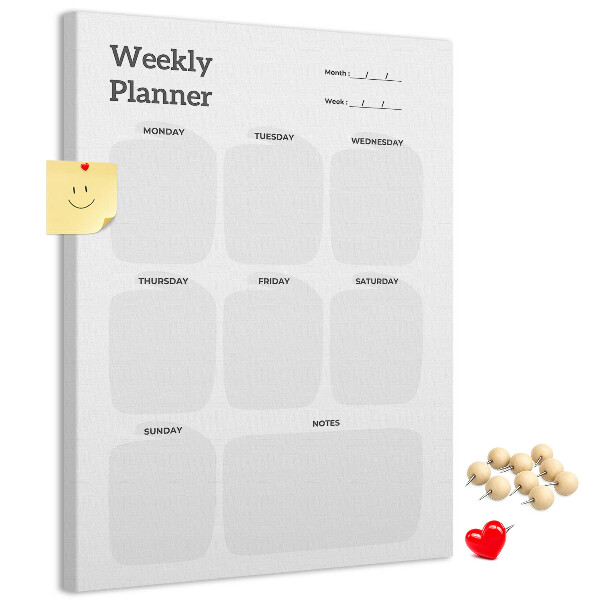 Tablón de corcho Planificador semanal con campos vacíos