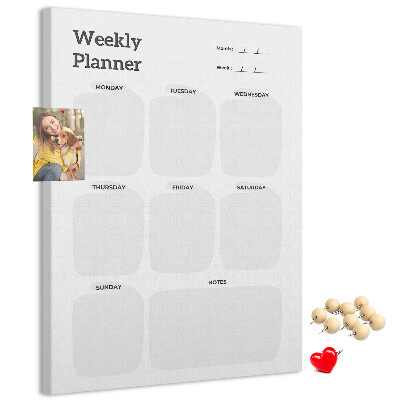Tablón de corcho Planificador semanal con campos vacíos