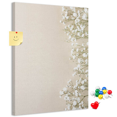 Tablero de corcho para pared Flores delicadas sobre un fondo neutro