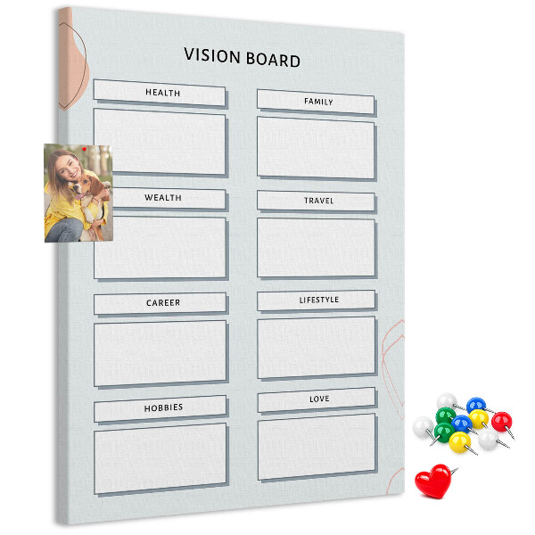 Tablón de corcho Tablero de visión con categorías de vida